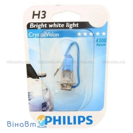 Галогенова лампа Philips Crystal Vision Blister PK22s 12V 55W 12336CVB1 H3, фото 
