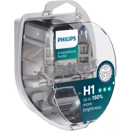 Галогенові лампи Philips H1 X-treme Vision Pro150 12V 55W P14,5s (12258XVPS2), фото 