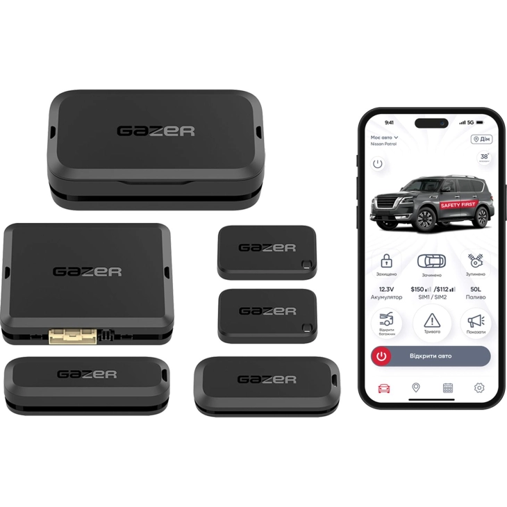 Автосигнализация Gazer S5 Overhand с автозапуском (4G LTE + GPS + BT Метки + Реле), фото 