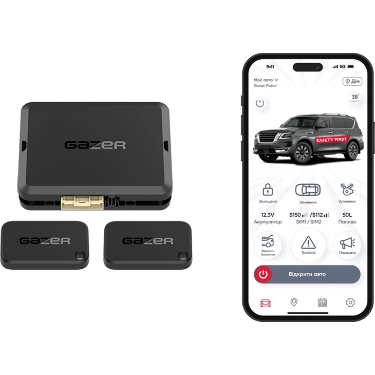 Автосигнализация Gazer S5 Uppercut (4G LTE + GPS + BT Метки), фото 
