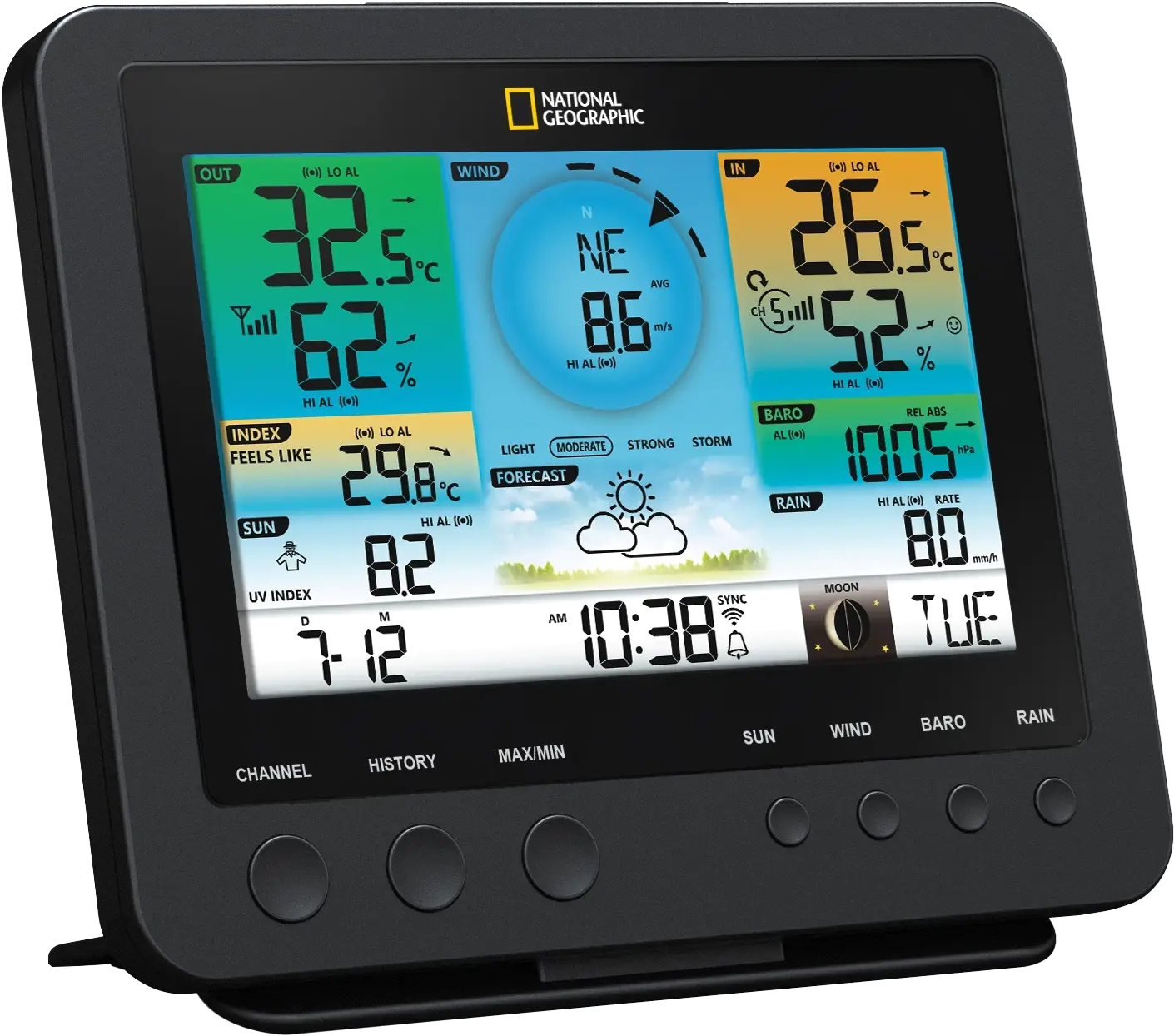 National Geographic WIFI Colour Weather Center 7-in-1 Sensor (9080600 ...