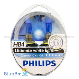 Комплект галогеновых ламп Philips Diamond Vision P22d W5W SP 12V 55W 9006DVS2 HB4, фото 