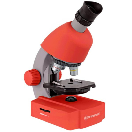 Микроскоп Bresser Junior 40x-640x Red с набором для опытов и адаптером для смартфона (8851300E8G000), фото 