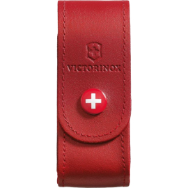 Чехол на пояс Victorinox 4.0520.1 кожа красный на кнопке 84-91мм, фото 