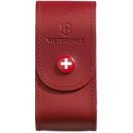 Чехол на пояс Victorinox 4.0521.1 кожа красный на кнопке 84-91мм, фото 