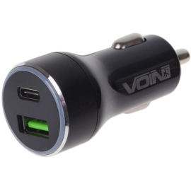 Автомобільний зарядний пристрій VOIN 45W, 1USB QC3.0 18W + 1PD 27W, 12/24V, фото 