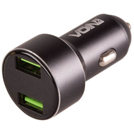 Автомобільний зарядний пристрій VOIN C-31209BK, 2USB 12/24V - 5V 3,1A + вольтметр, фото 