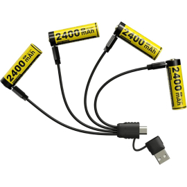 Комплект литиевых аккумуляторов Li-Ion AA Nitecore NH2400 1,5V 2400 mAh USB Type-C, защищенный (4 шт), фото 