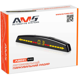 Парктроник AMS A8221 V2 Black (8 датчиков), Цвет датчиков: черный, фото 
