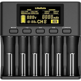 Универсальное зарядное устройство LiitoKala Lii-S6 EU на 6 каналов + автомобильный кабель, фото 