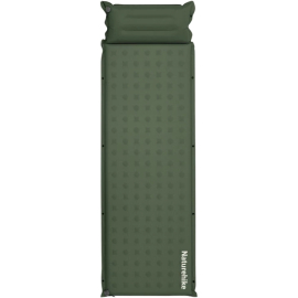 Коврик самонадувной с подушкой одноместный Naturehike CNK2550WS025 30 мм зеленый, фото 