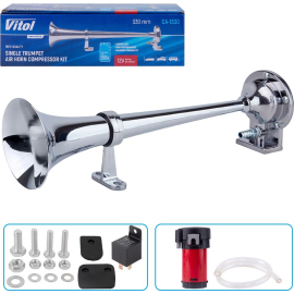 Сигнал пневматический Vitol CA-1330 1 дудка металл 12V/330mm, фото 