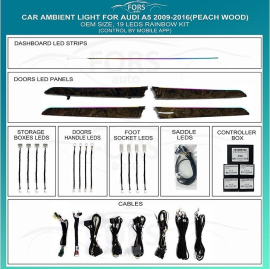 Підсвічування салону FORS.auto для Audi A5 2009-2016 (Peach Wood)-19 LEDs (FS-PSV-AU20), фото 