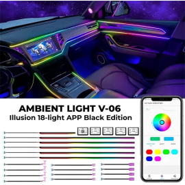 Подсветка салона DriveX Ambient Light V-06 Illusion 18-light APP Black Edition, фото 