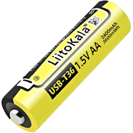 Набор аккумуляторов LiitoKala USB-T36 1.5V AA 2400mAh + USB Type-C кабель зарядки, 4 шт, фото 