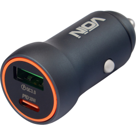 Автомобільний зарядний пристрій VOIN 30W, 1USB QC3.0 18W + 1PD 30W, 12/24V, фото 