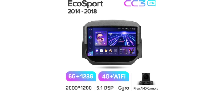 Штатная магнитола Teyes CC3 2k 6+128Gb Ford EcoSport 2014-2018 9", Линейка: CC3 2k, Модификация: 6+128Gb, фото 2
