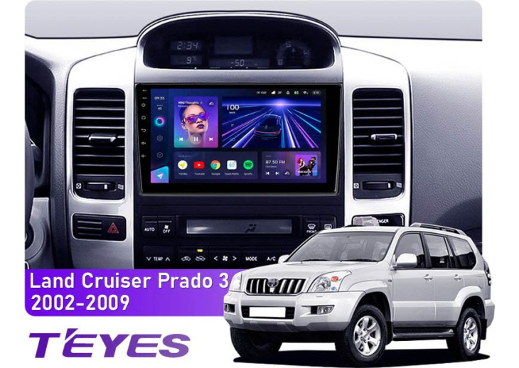 Штатная магнитола Teyes CC3L 4+32Gb Toyota Land Cruiser Prado 120 / Lexus GX470 J120 2002-2009 (F1) (A) 9", Линейка: CC3L, Модификация: 4+32Gb, Комплектация: F1 A, фото 3