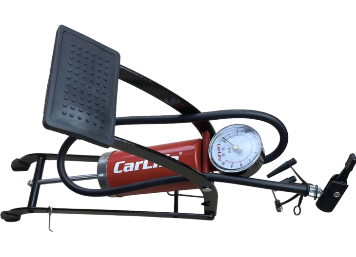 Насос ножной CarLife FP840 55ммx120мм, одноцилиндровый с манометром, фото 3