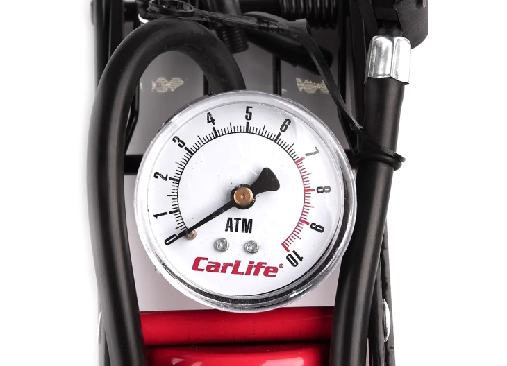 Насос ножной CarLife FP840 55ммx120мм, одноцилиндровый с манометром, фото 5