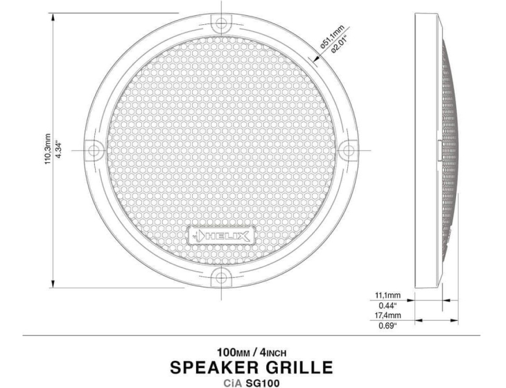 Защитные решетки для динамиков Helix CiA SG100, фото 2