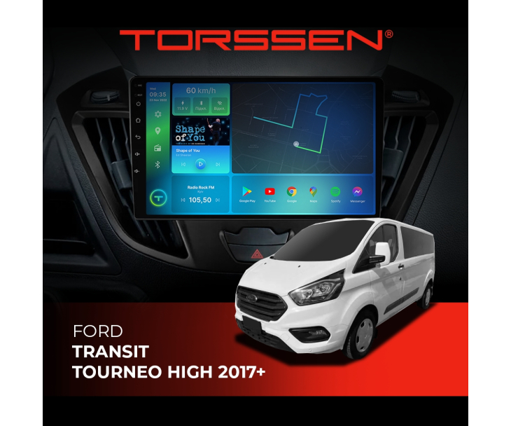 Штатная магнитола Torssen Ford Transit, Tourneo 2017+ High FL10 4/64Gb 4G Carplay DSP, Линейка: FL10, Модификация: 4+64Gb, фото 2