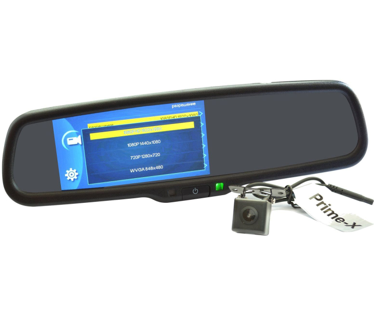 Штатне дзеркало Prime-X 050DMD з автозатемненням, відеореєстратором, камерою заднього виду, що замінюється, фото 3