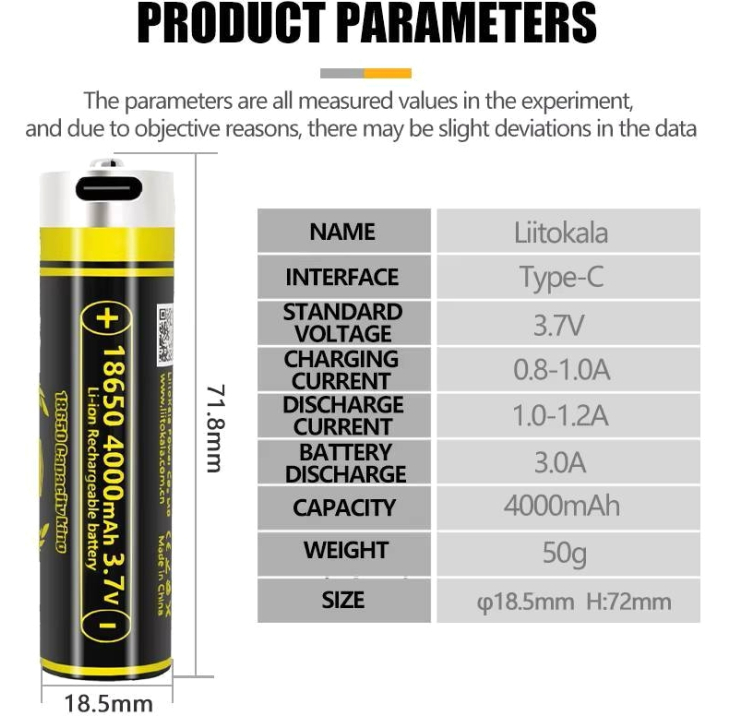 Аккумулятор LiitoKala USB-King4000 3.7V 18650 4000mAh с USB, фото 5
