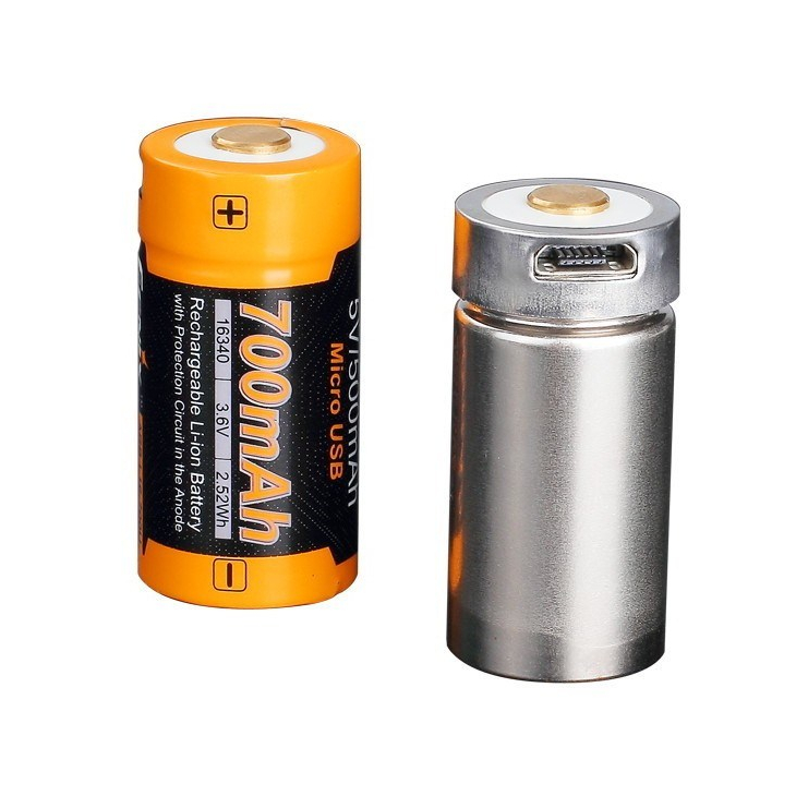 Аккумулятор литиевый 16340 Fenix ARB-L16-700UP (700 mAh) micro usb зарядка, фото 3