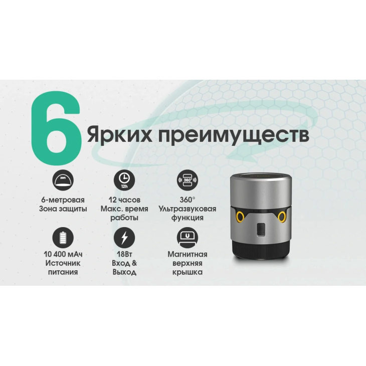 2в1 - Фумигатор беспроводной + Power Bank Nitecore EMR30 (QC 3.0, 10400mAh, Отпугиватель нагрева и ультразвука), фото 7