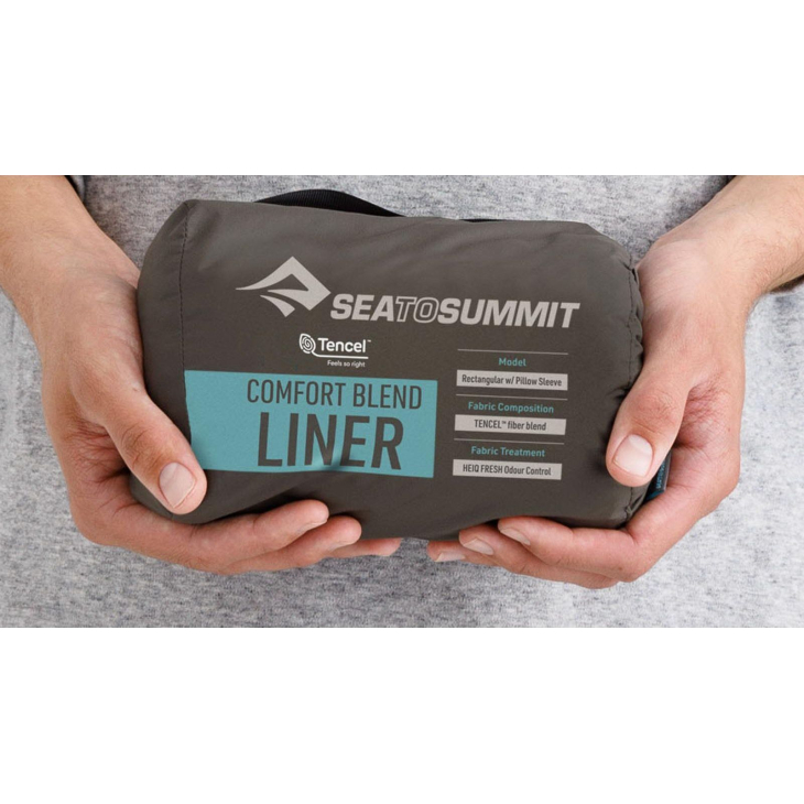 Вкладыш в спальник Sea to Summit Comfort Blend Sleeping Bag Liner Rectangular w/ Pillow Sleeve Aqua Sea Blue, фото 5