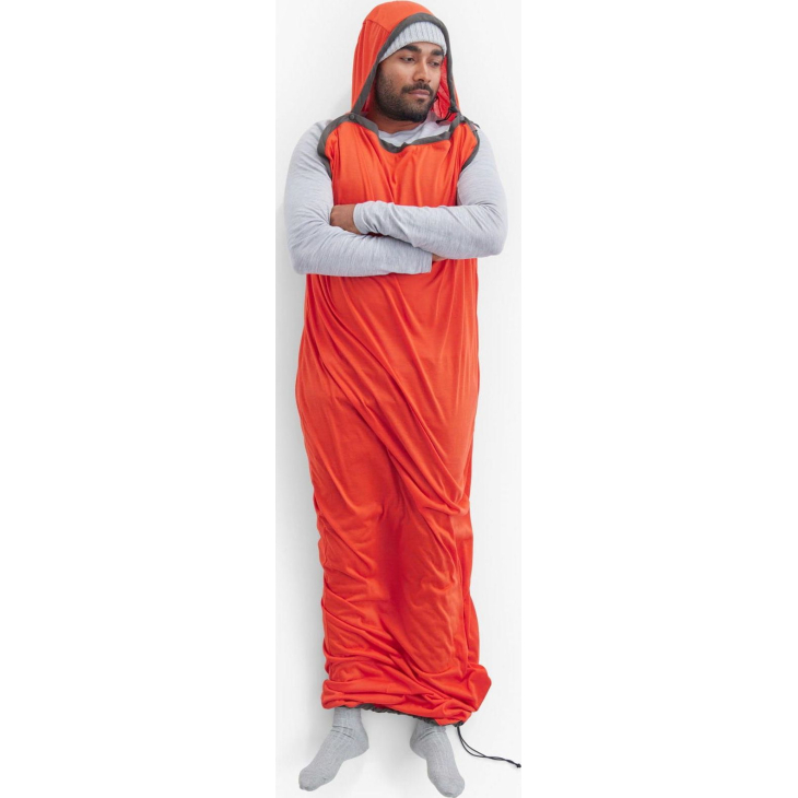 Вкладыш в спальник Sea to Summit Reactor Extreme Sleeping Bag Liner Mummy w/ Drawcord - S Spicy Orange, фото 6