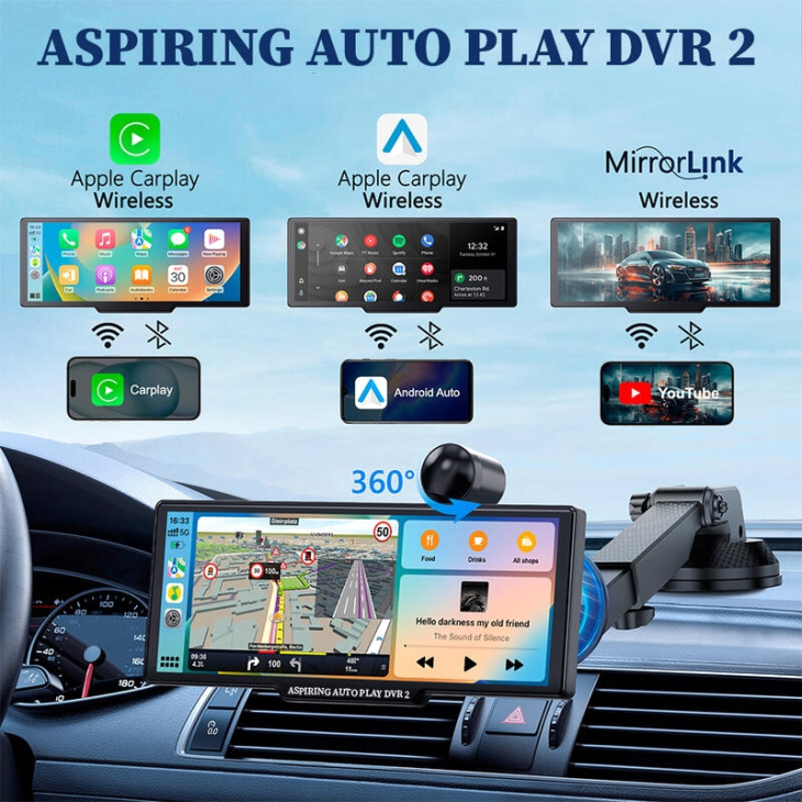 Автомобильный монитор Aspiring Auto Play DVR 2, Magnet, CarPlay, Android Auto, фото 15